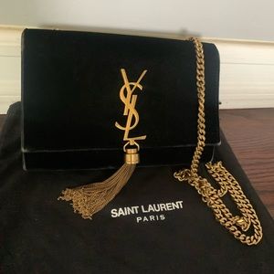 - YSL Saint Laurent Kate Velvet Black Crossbody Bag